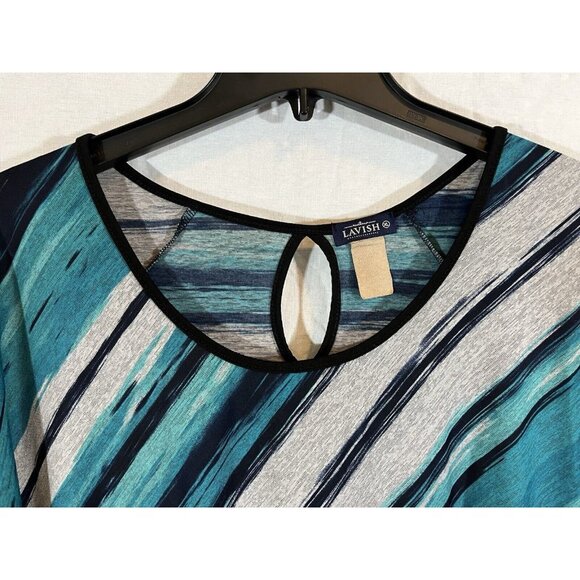 Lavish Teal Grey & Black Sleeveless XL Blouse - Picture 3 of 8